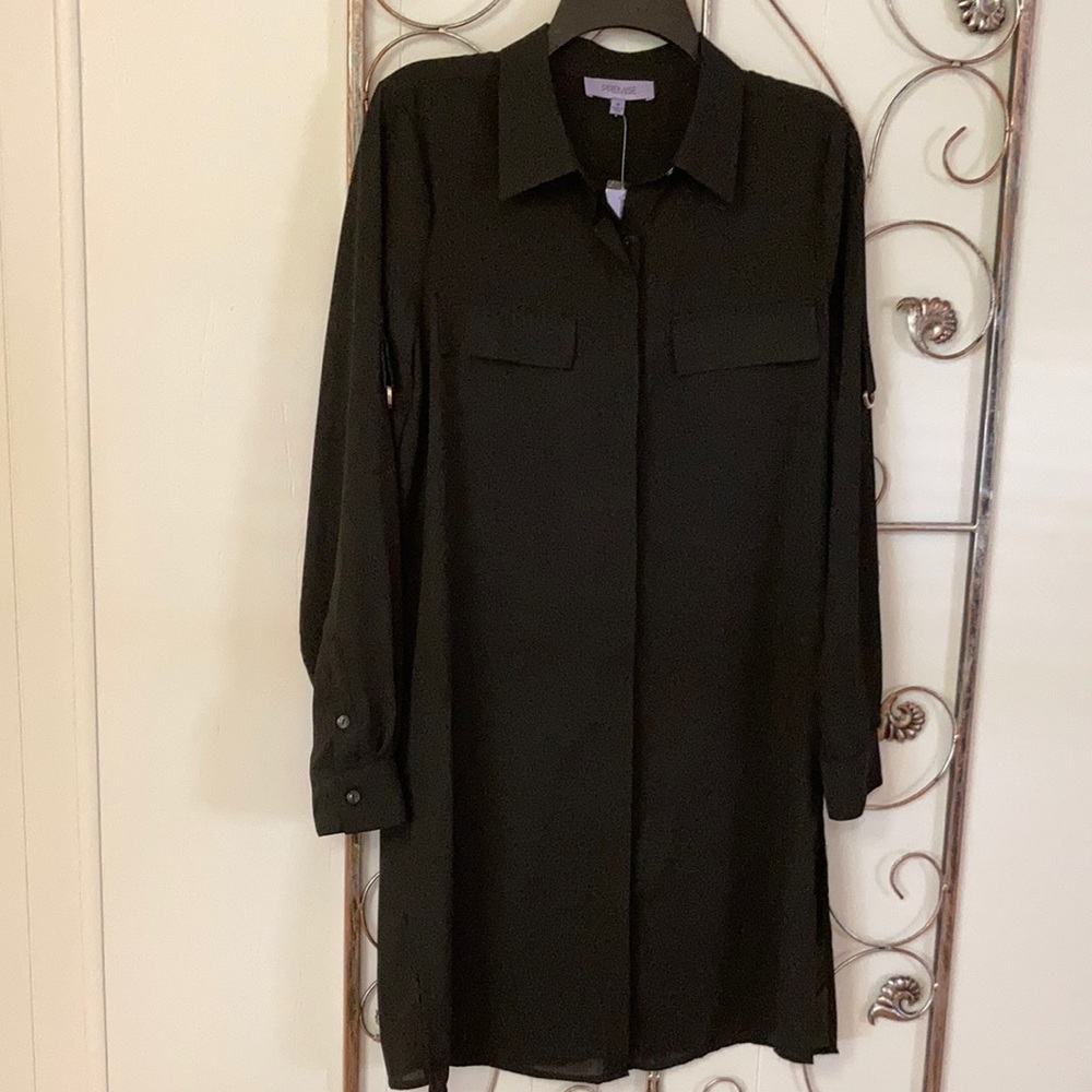 Black Dress with hidden buttons.